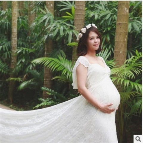 Maternity Photography Props Floral Lace Fancy Pregnancy Dress
